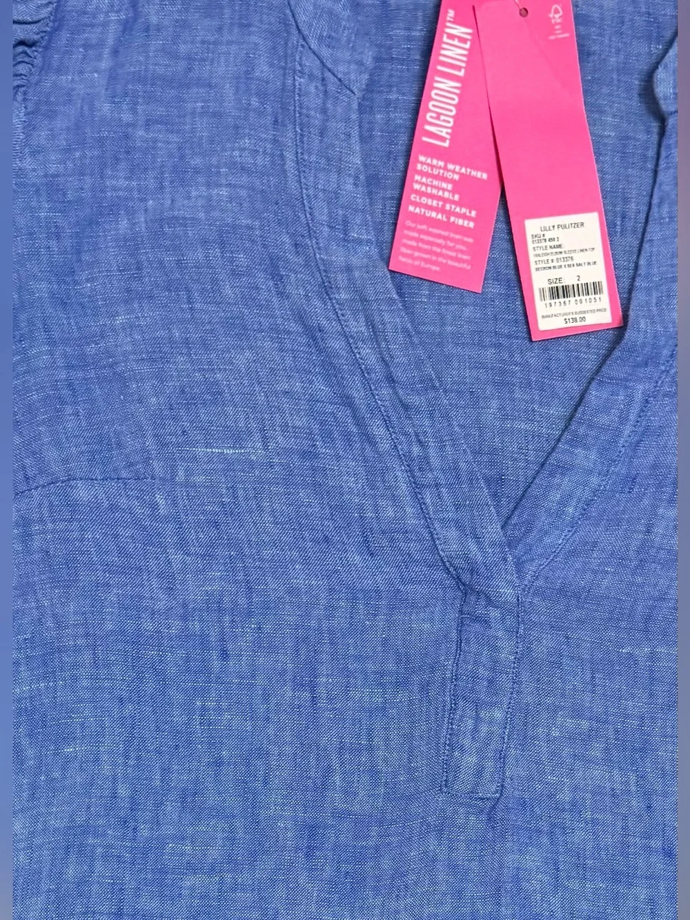 Lilly Pulitzer NWT Mialeigh 100% Linen Puff Elbow Sleeve Blouse